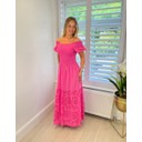 Ava Broderie Anglais Maxi Dress - Fuchsia