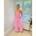 Sian Striped Bandeau Jumpsuit - Fuchsia