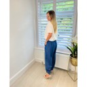 Denim Look Barrel Trousers - Mid Denim Blue - Alternative 1