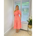 Grace Gingham Maxi Dress - Coral