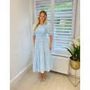 Grace Gingham Maxi Dress - Pale Blue 