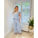 Gemma Gingham Top & Trousers Co-Ord - Denim Blue