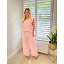 Gemma Gingham Top & Trousers Co-Ord - Pale Pink 