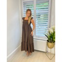 Freya Frill Midi Dress - Chocolate