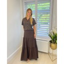 Seersucker Maxi Skirt - Chocolate