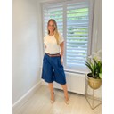 Belted Bermuda Shorts - Mid Denim Blue