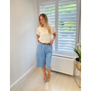 Belted Bermuda Shorts - Light Denim Blue