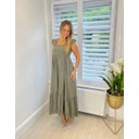 Freya Frill Midi Dress - Khaki