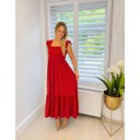 Freya Frill Midi Dress - Red