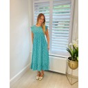 Dahlia Frill Polka Dot Midi Dress - Seafoam Green 