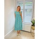 Dahlia Frill Floral Midi Dress - Seafoam Green 